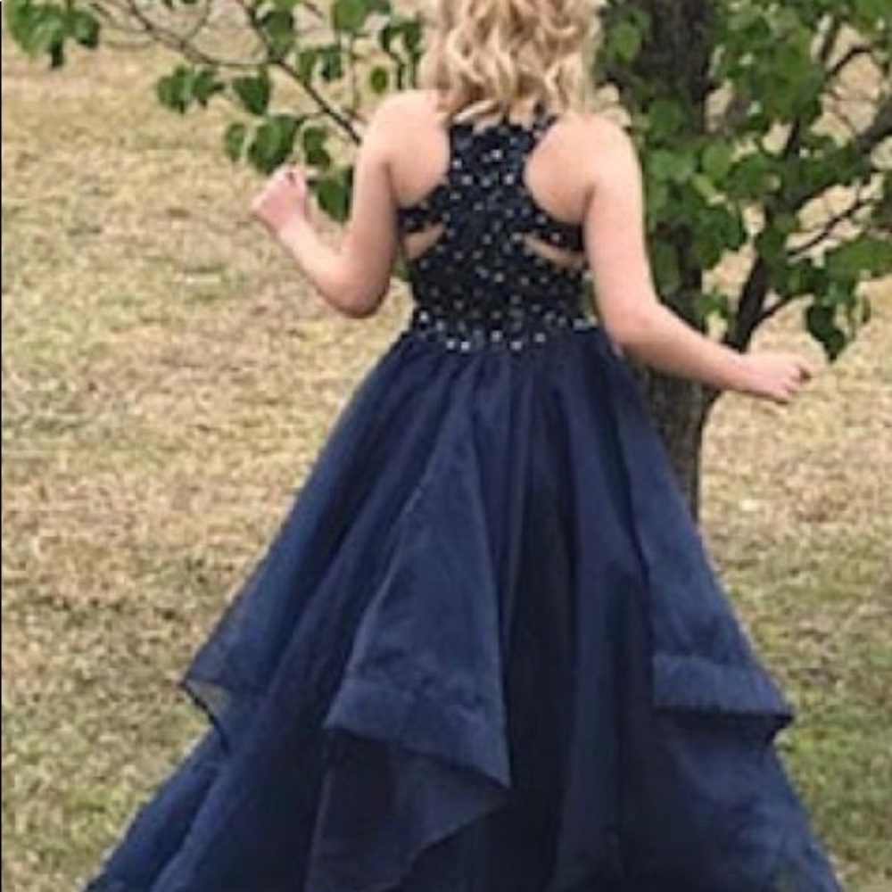 Size 2 Navy Blue Prom Dress - Picture 3 of 4